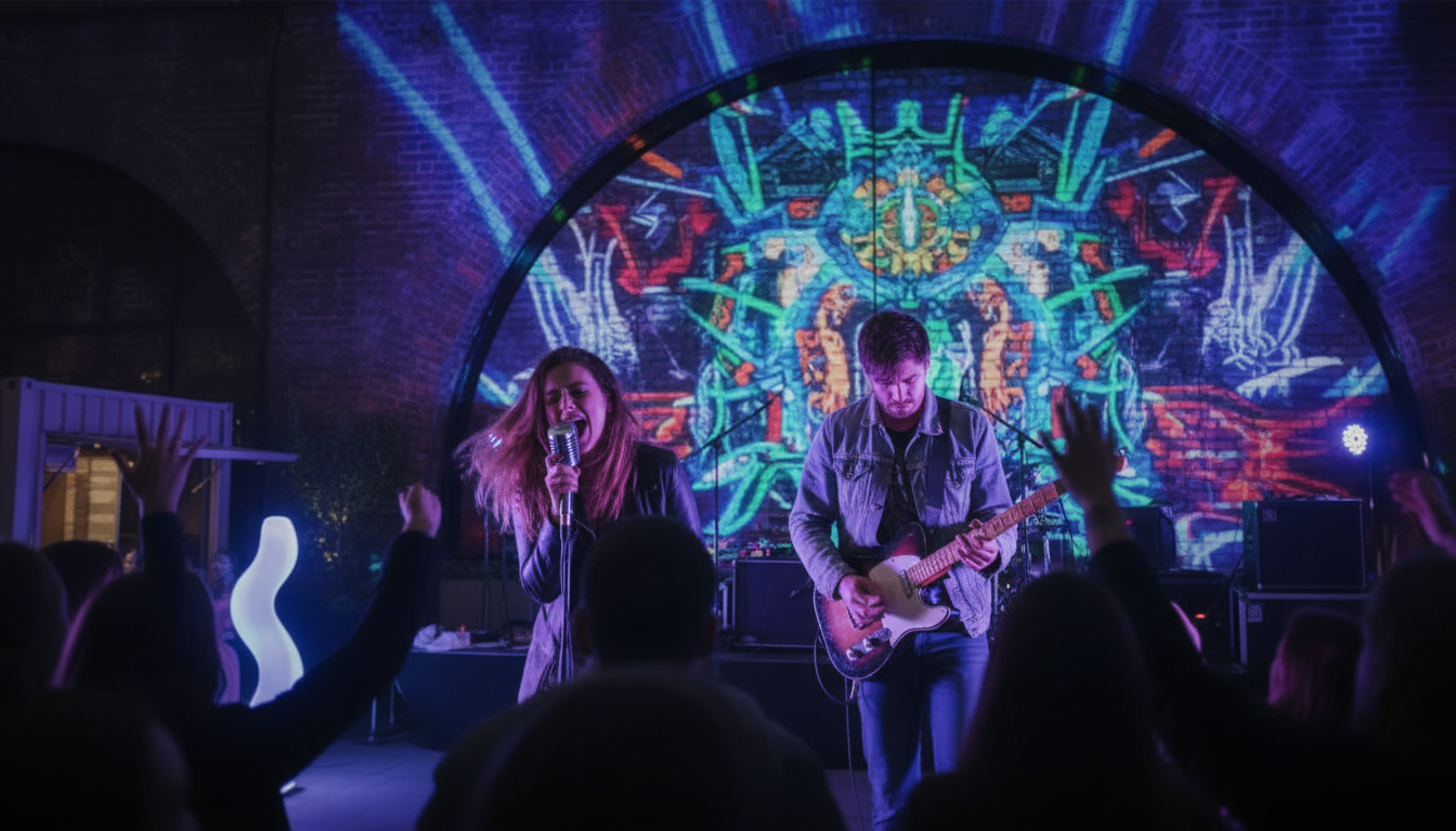 Evening live performance in the OFF-GRID festival yard